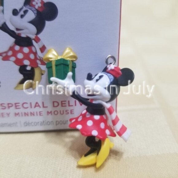 Hallmark 2024 Minnie's Special Delivery Disney Mouse mini Christmas Ornament - Picture 1 of 2